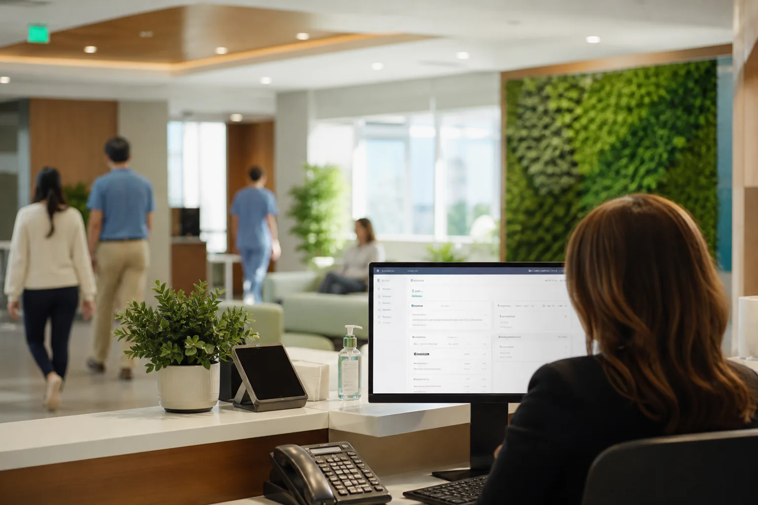 Extraaaz Healthcare OS at a hospital reception with patient management and doctor workflow